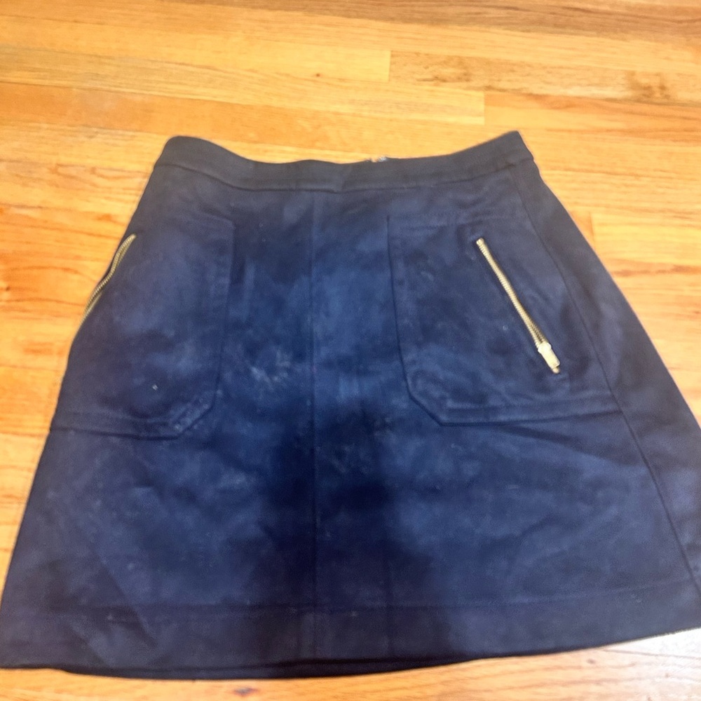 LOFT navy blue faux suede pocket mini skirt